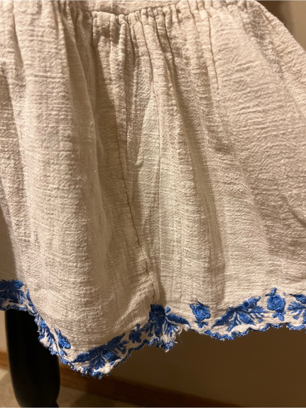 Free People Cream Mini Dress with Blue Embroidery - Picture 4 of 9